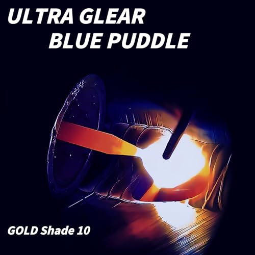 Gold Shade 10 Auto Darkening 2x4 Welding Lens, Cool Blue Puddle Technology