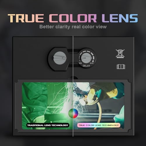 True Color Solar Powered Welding Helmet 4/8.5-12.5 Shade 450BS for TIG MIG Arc Welding