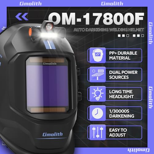 Auto Darkening Welding Helmet for TIG/MIG/CUT Welding, 3.93" x 3.66" Shade 4-9-13