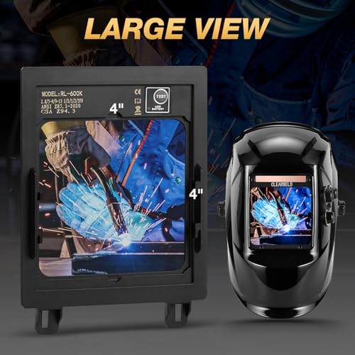 Auto Darkening Welding Helmet - 180° True Color View, Solar Powered, 4 Arc Sensors, TIG MIG Grinding Shade 2.8/5-9/9-13