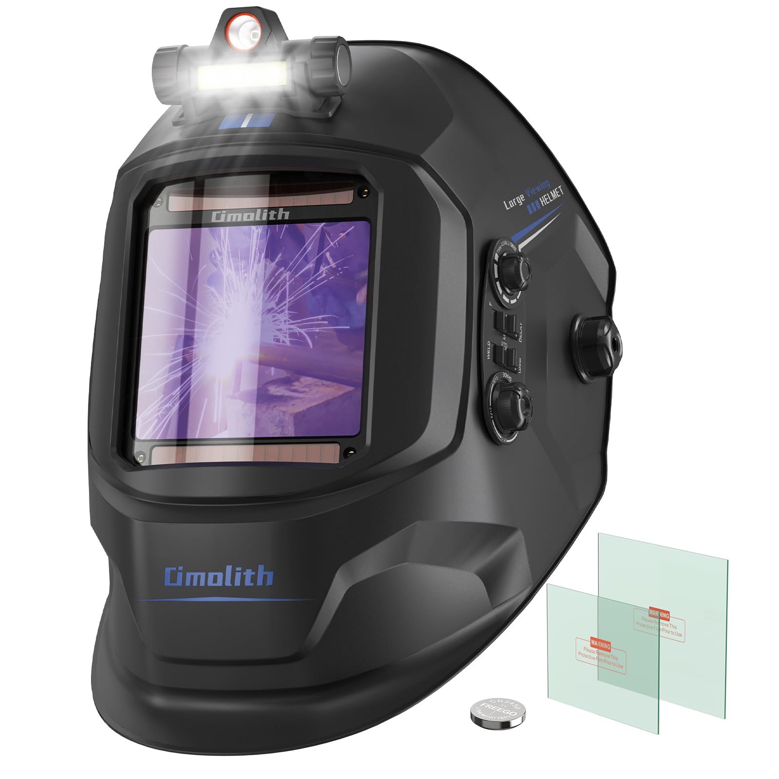 Auto Darkening Welding Helmet for TIG/MIG/CUT Welding, 3.93" x 3.66" Shade 4-9-13