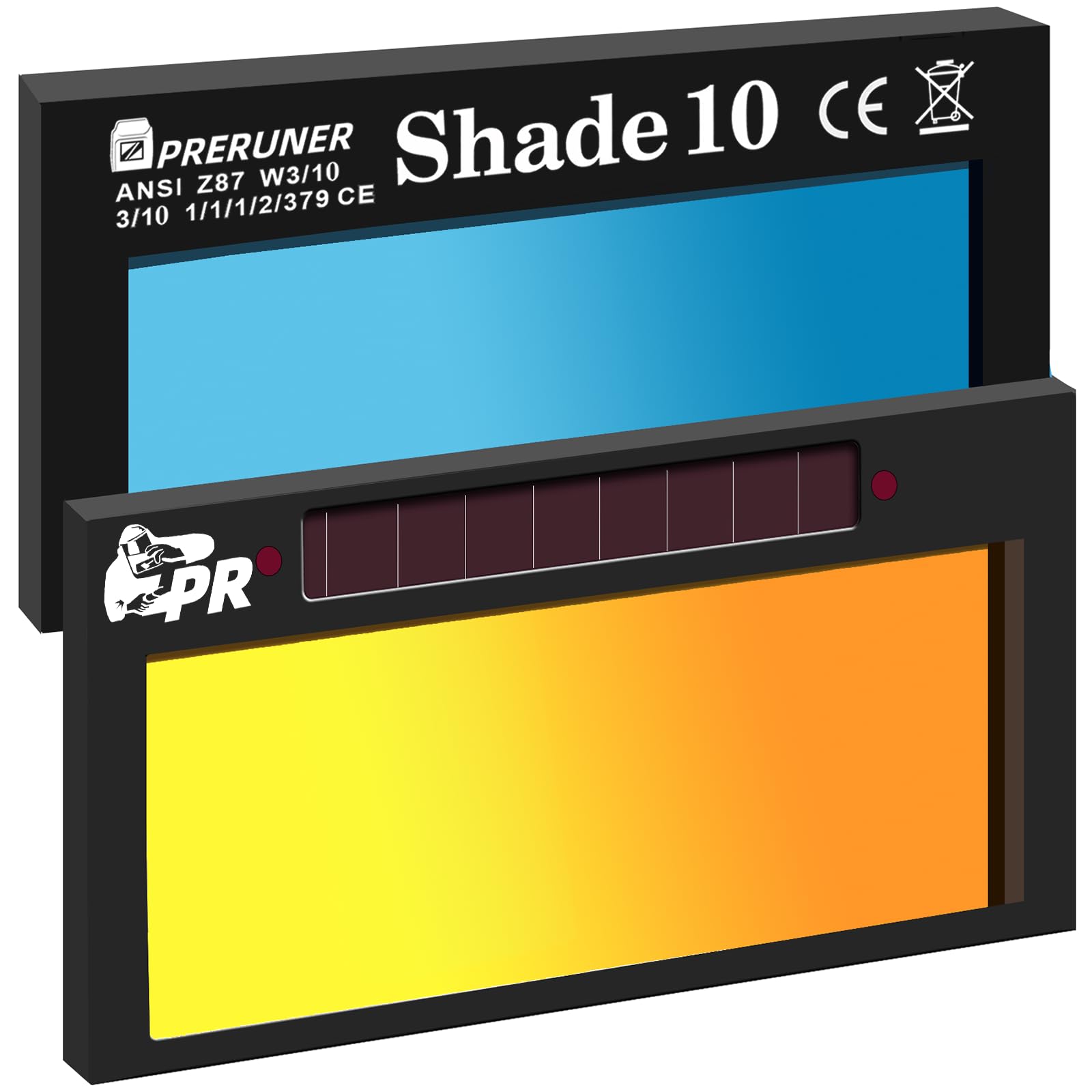 Gold Shade 10 Auto Darkening 2x4 Welding Lens, Cool Blue Puddle Technology