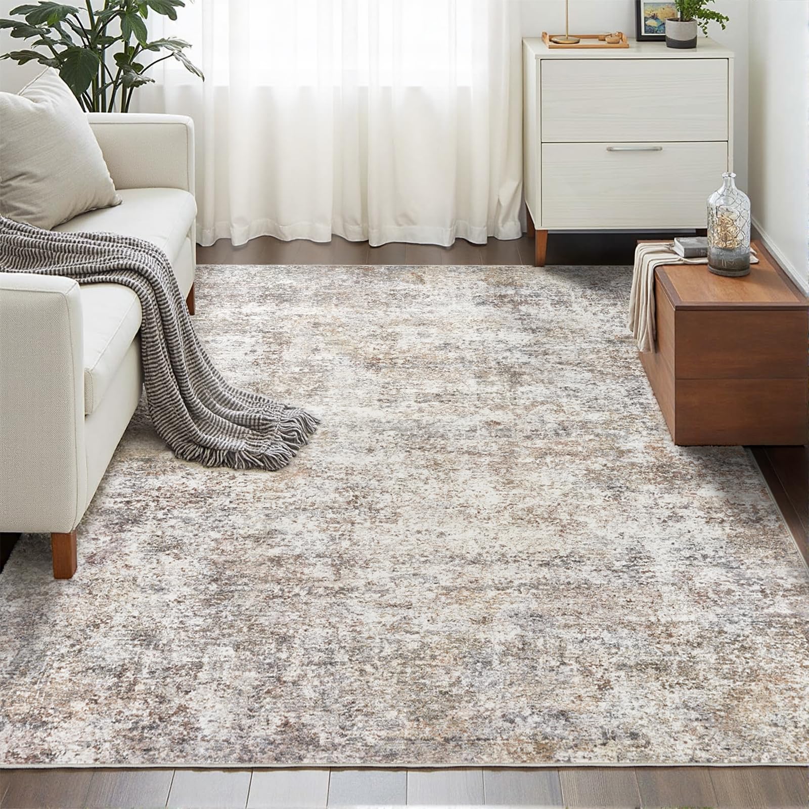Modern 5x7 Washable Area Rug for Living and Bedroom